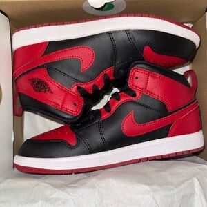 Jordan Kids Black and Red High-Top Sneakers